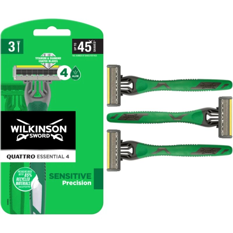 Wilkinson Sword Quattro Essential 4 Sensitive Precision eldobható borotvák 3 db