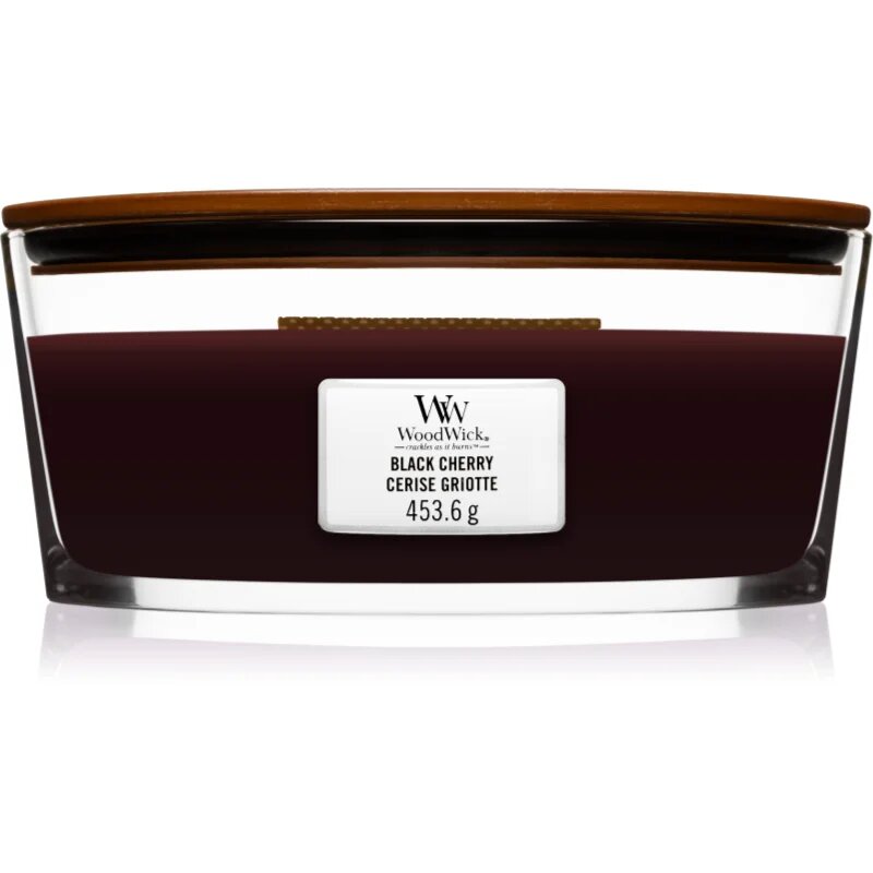 Woodwick Black Cherry illatgyertya fa kanóccal (hearthwick) 453 g