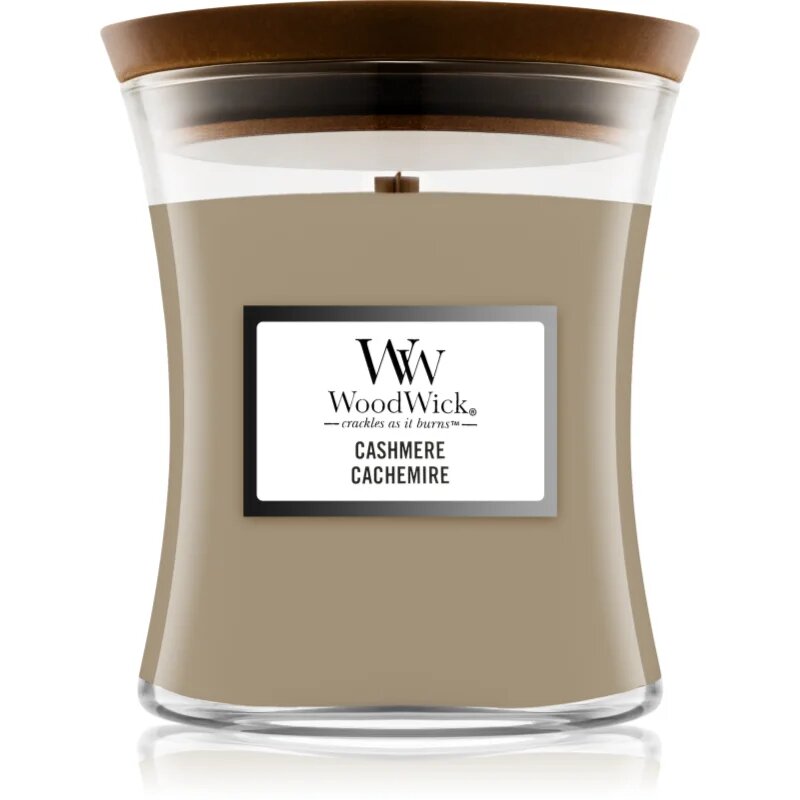 Woodwick Cashmere illatgyertya fa kanóccal 275 g