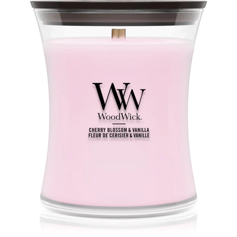 Woodwick Cherry Blossom & Vanilla illatgyertya fa kanóccal 275 g