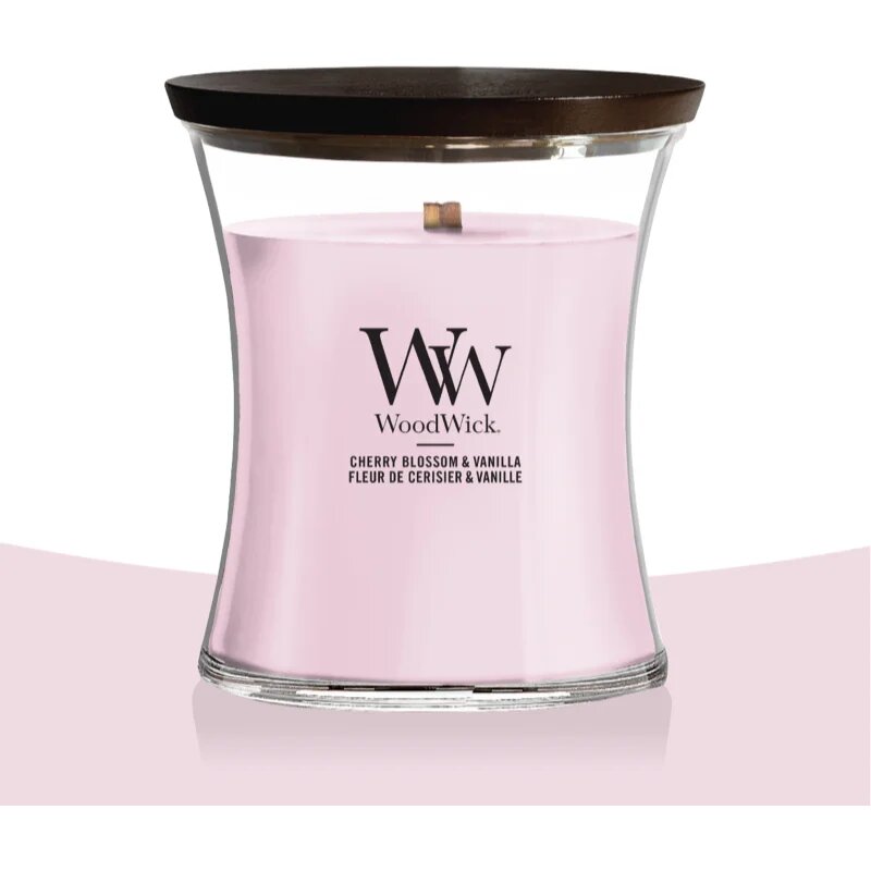 Woodwick Cherry Blossom & Vanilla illatgyertya fa kanóccal 275 g