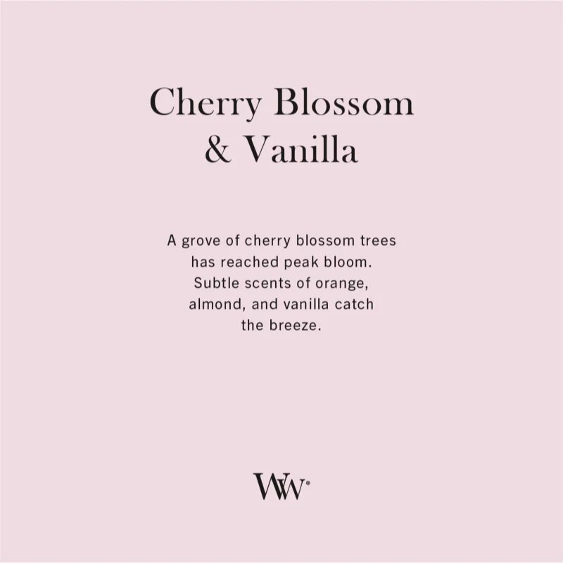 Woodwick Cherry Blossom & Vanilla illatgyertya fa kanóccal 275 g