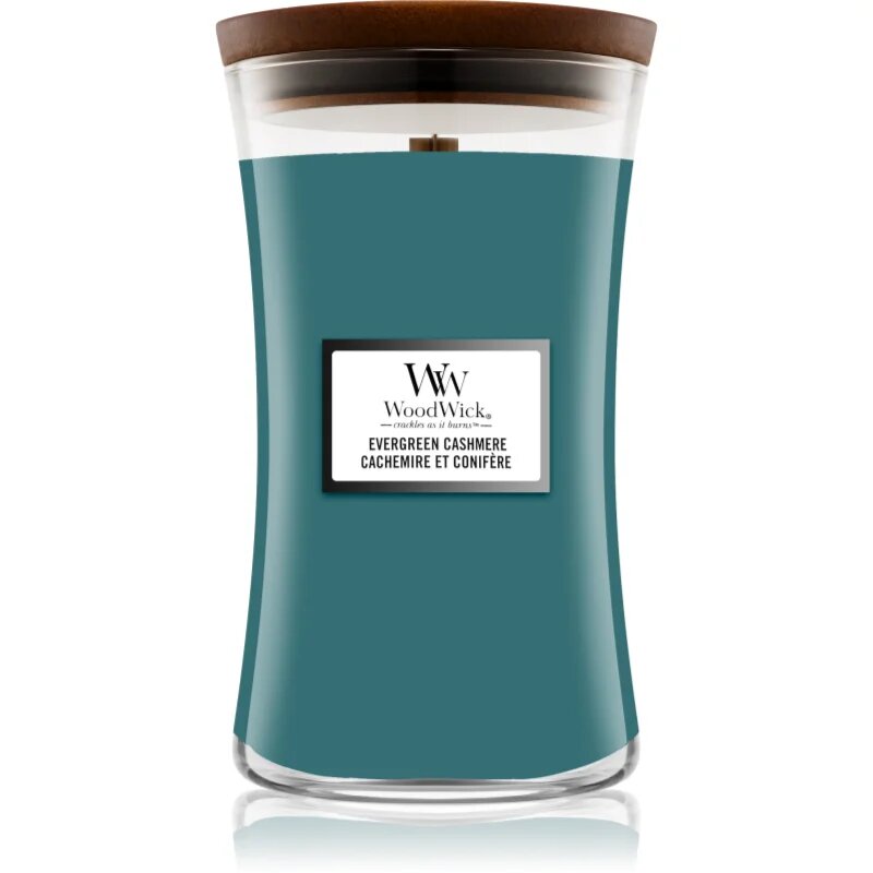 Woodwick Evergreen Cashmere illatgyertya fa kanóccal 610 g