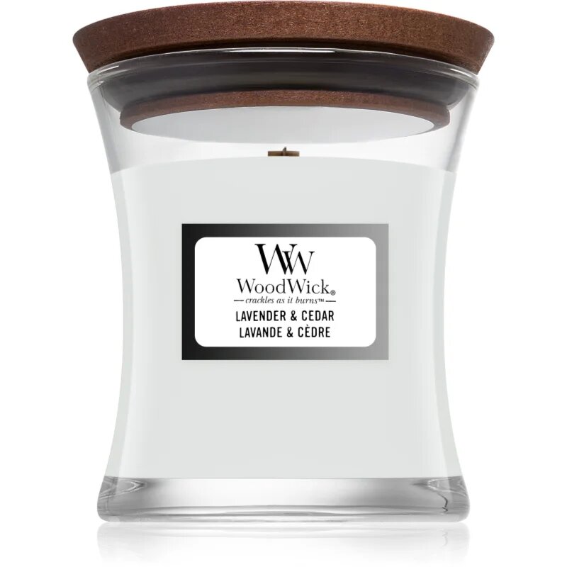 Woodwick Lavender & Cedar illatgyertya fa kanóccal 85 g