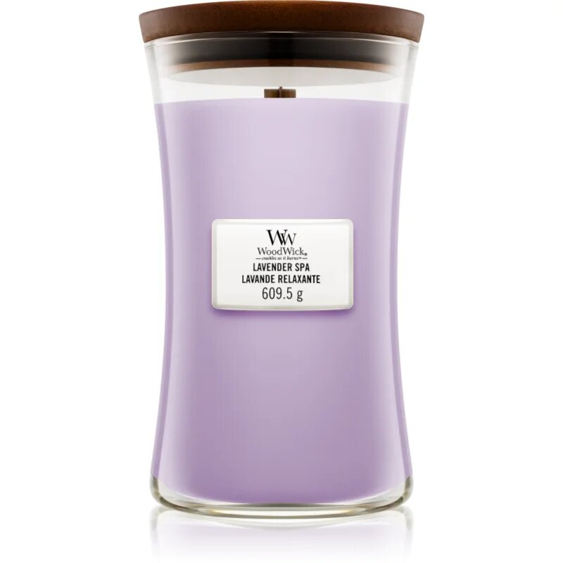 Woodwick Lavender Spa illatgyertya fa kanóccal 609.5 g