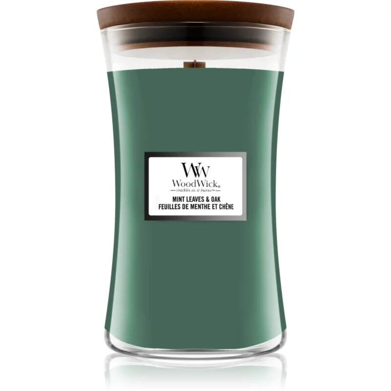 Woodwick Mint Leaves & Oak illatgyertya fa kanóccal 609.5 g