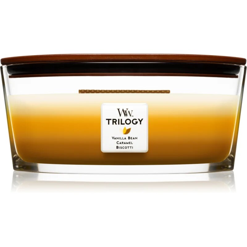 Woodwick Trilogy Café Sweets illatgyertya fa kanóccal (hearthwick) 453.6 g