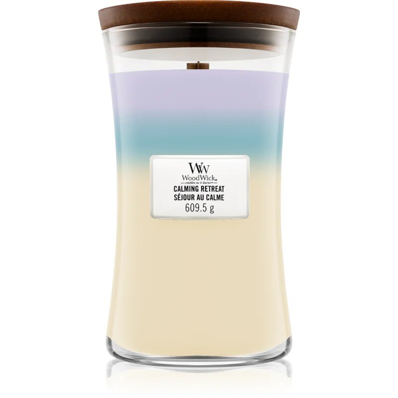 Woodwick Trilogy Calming Retreat illatgyertya fa kanóccal 609.5 g