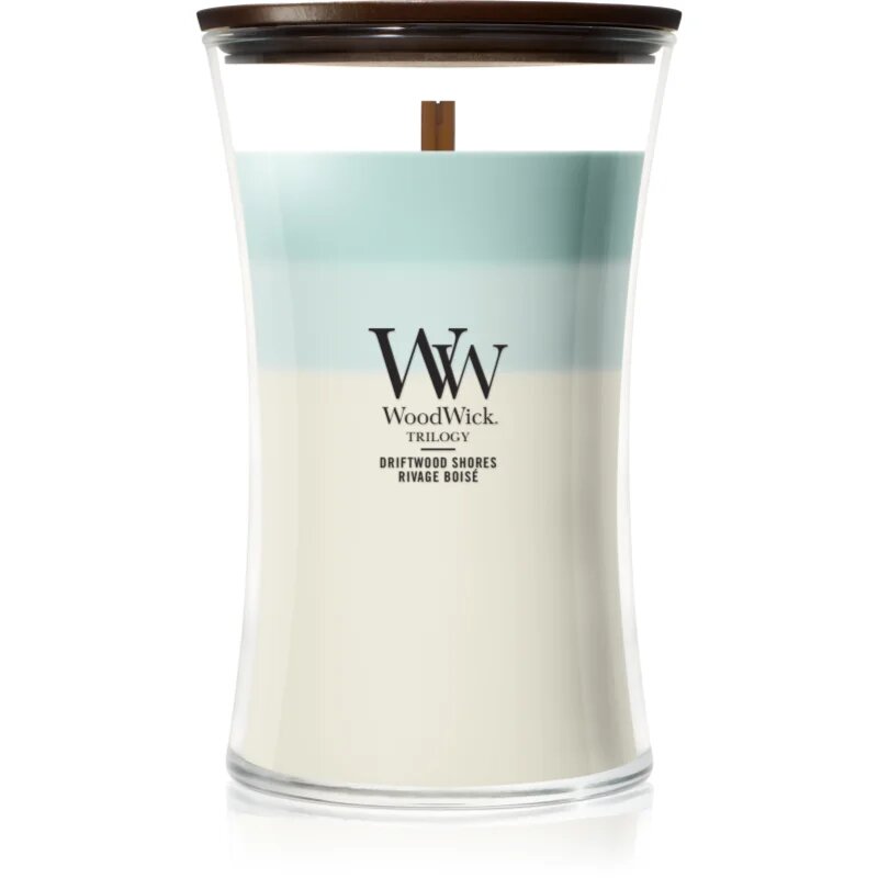 Woodwick Trilogy Driftwood Shores illatgyertya fa kanóccal 610 g