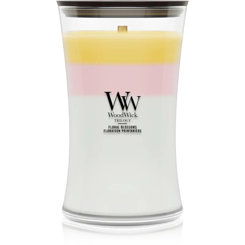 Woodwick Trilogy Floral Blossoms illatgyertya fa kanóccal 610 g