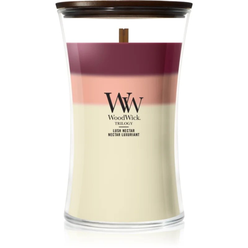 Woodwick Trilogy Lush Nectar illatgyertya fa kanóccal 610 g