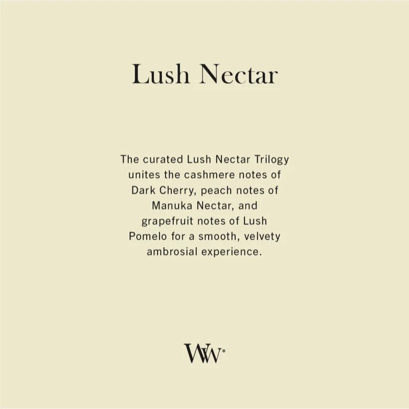 Woodwick Trilogy Lush Nectar illatgyertya fa kanóccal 610 g