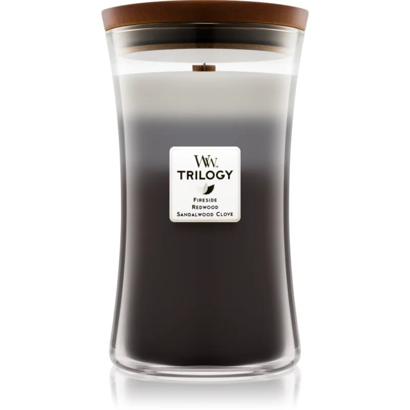 Woodwick Trilogy Warm Woods illatgyertya fa kanóccal 609.5 g