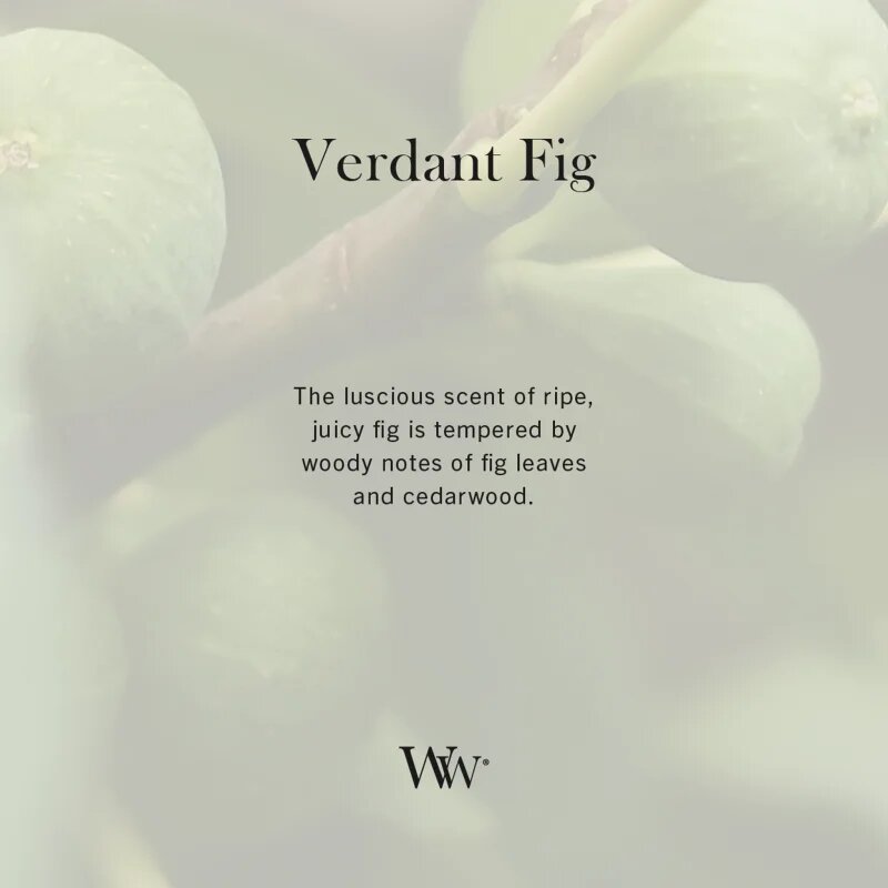 Woodwick Verdant Fig illatgyertya fa kanóccal 610 g