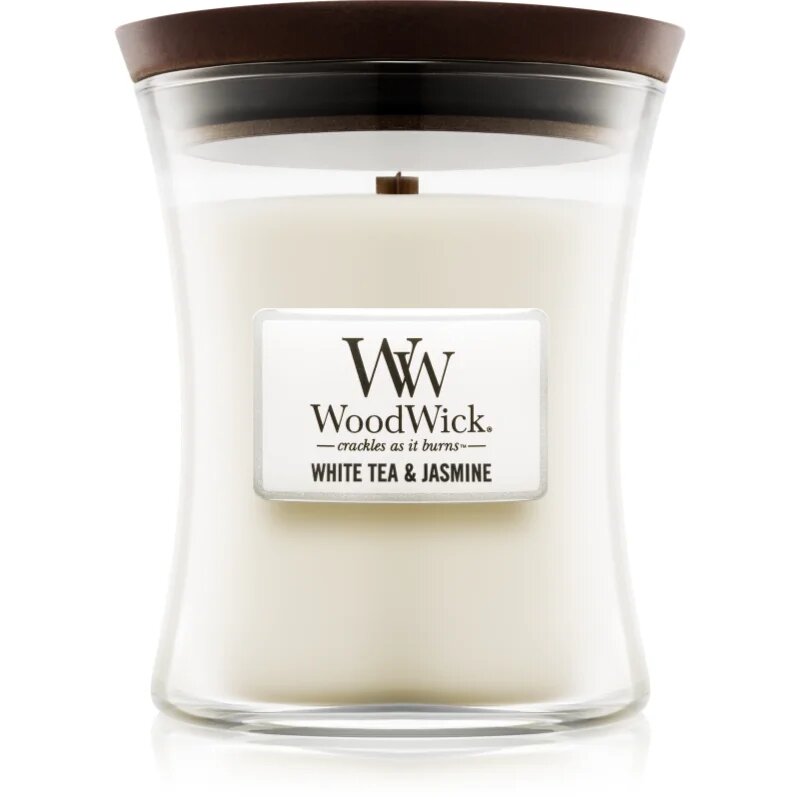 Woodwick White Tea & Jasmine illatgyertya fa kanóccal 275 g