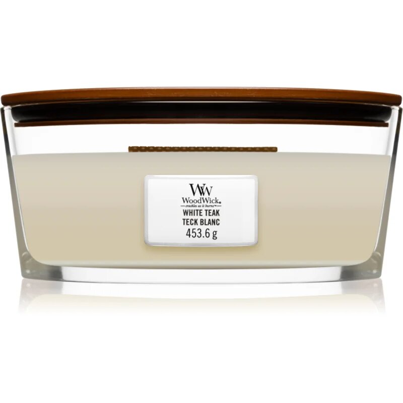 Woodwick White Teak illatgyertya fa kanóccal (hearthwick) 453.6 g