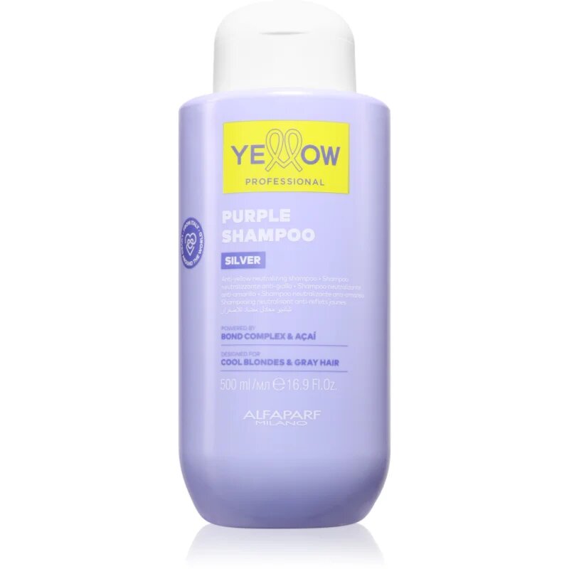 Yellow Professional Silver Purple Shampoo sampon semlegesíti a sárgás tónusokat 500 ml
