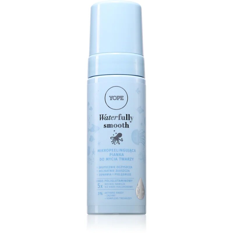 Yope Waterfully Smooth Foam hámlasztó és tisztító hab az arcra 150 ml