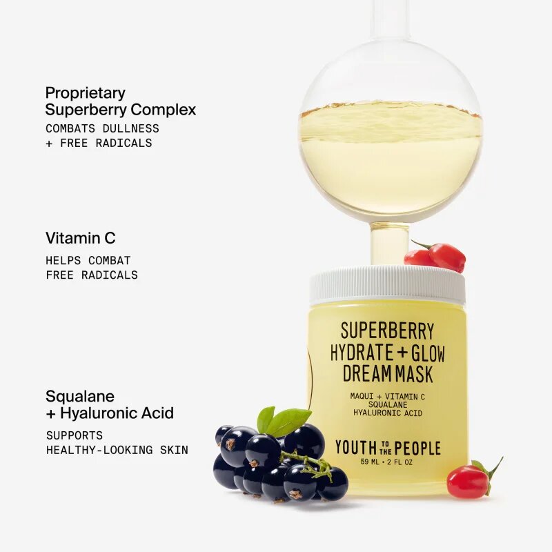 Youth To The People Superberry Hydrate + Glow Dream Mask maszk élénk és hidratált bőr 59 ml