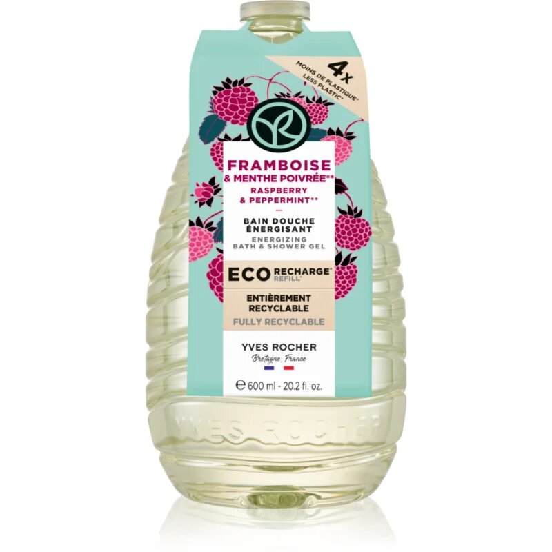 Yves Rocher Bain de Nature tusfürdő gél utántöltő Raspberry & Peppermint 600 ml