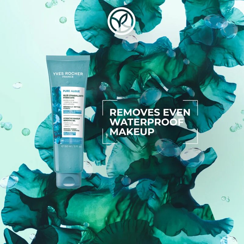 Yves Rocher Pure Algue arctisztító és szemfestéklemosó gél hidratáló hatással 150 ml