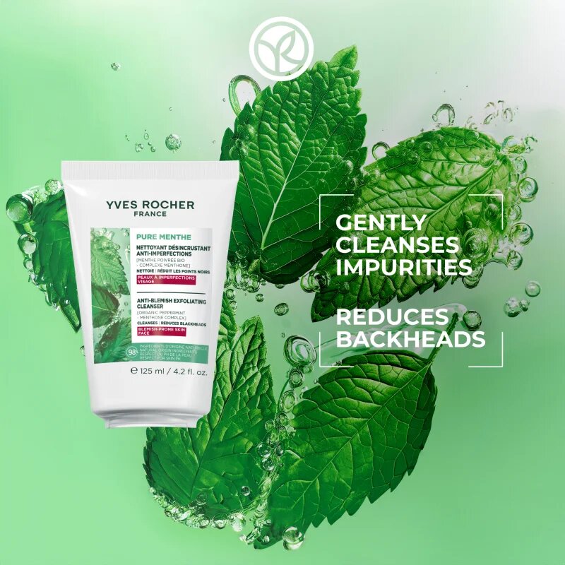 Yves Rocher Pure Menthe lágy tisztító gél peeling hatással 125 ml