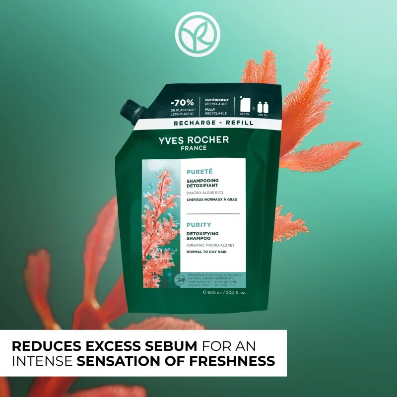 Yves Rocher Pureté Tisztító méregtelenítő sampon 600 ml