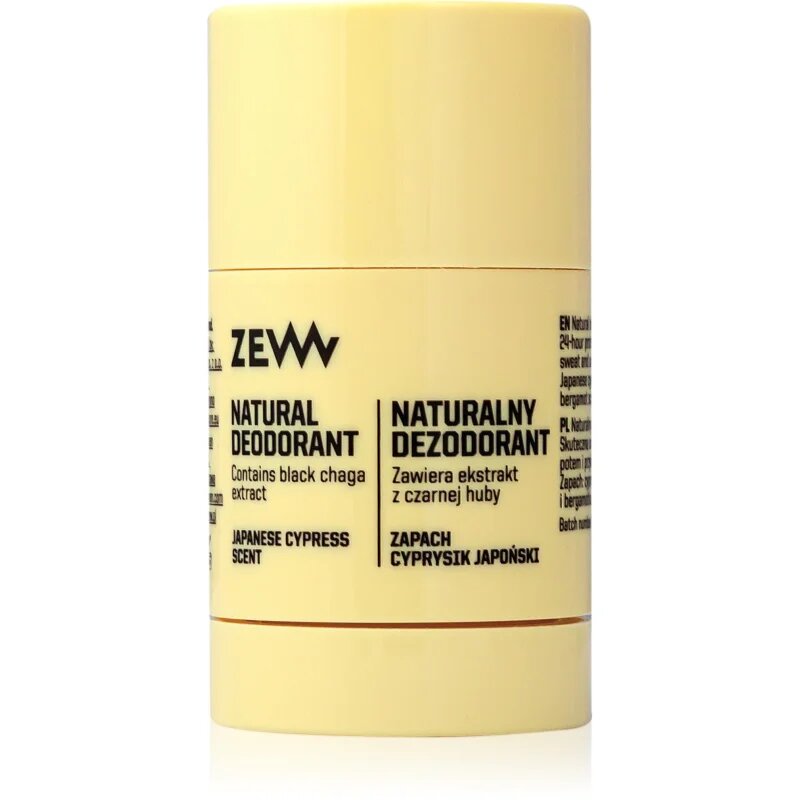 Zew For Men DEODORANT natural with black chaga Japanese cypress dezodor stift 80 ml