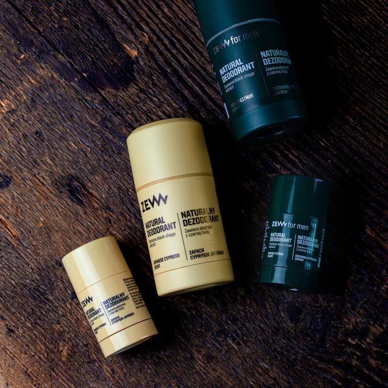 Zew For Men DEODORANT natural with black chaga Japanese cypress dezodor stift 80 ml