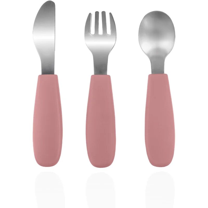 Zopa Silicone Children's Cutlery étkészlet gyermekeknek 6 m+ Old Pink 3 db