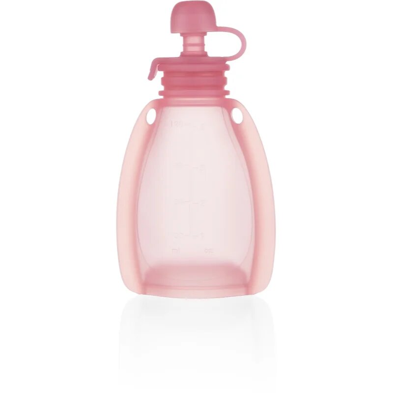 Zopa Silicone Refillable Baby Food Pouch tasakos püré 0 m+ Transparent Pink 120 ml