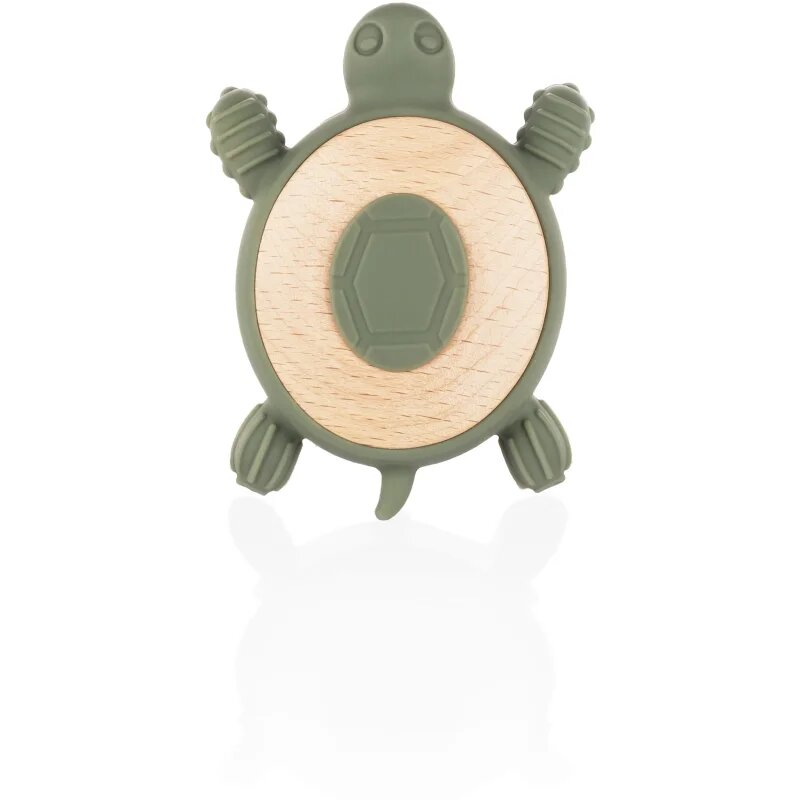 Zopa Silicone Wooden Teether Turtle rágóka 0 m+ Forest Green 1 db