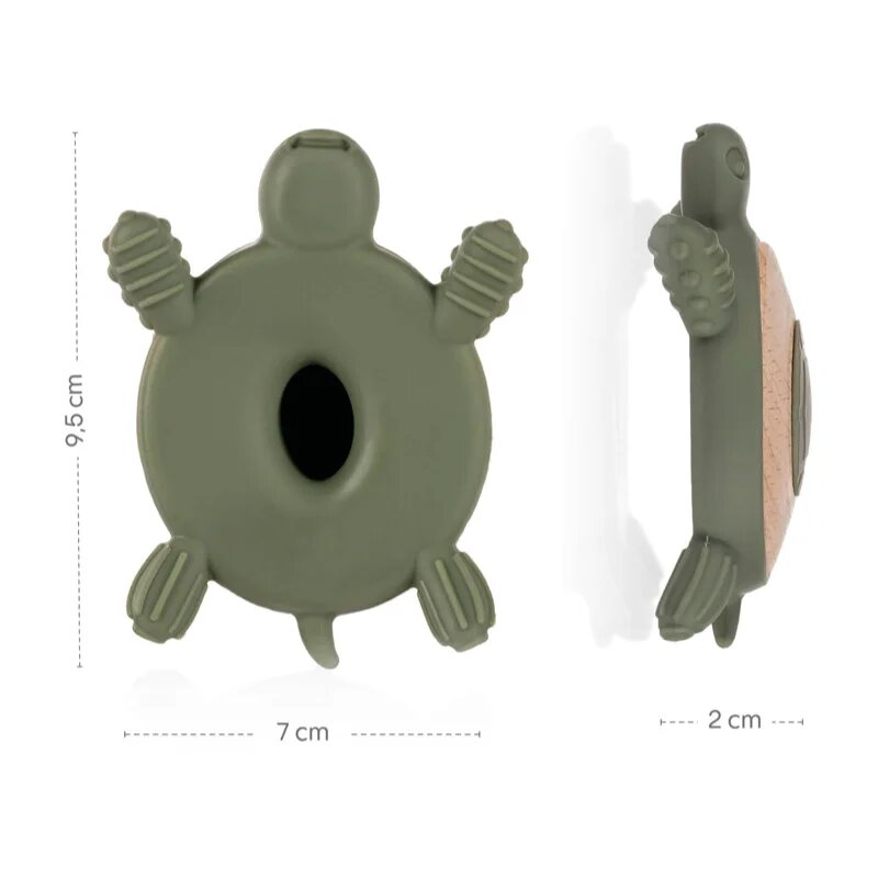 Zopa Silicone Wooden Teether Turtle rágóka 0 m+ Forest Green 1 db