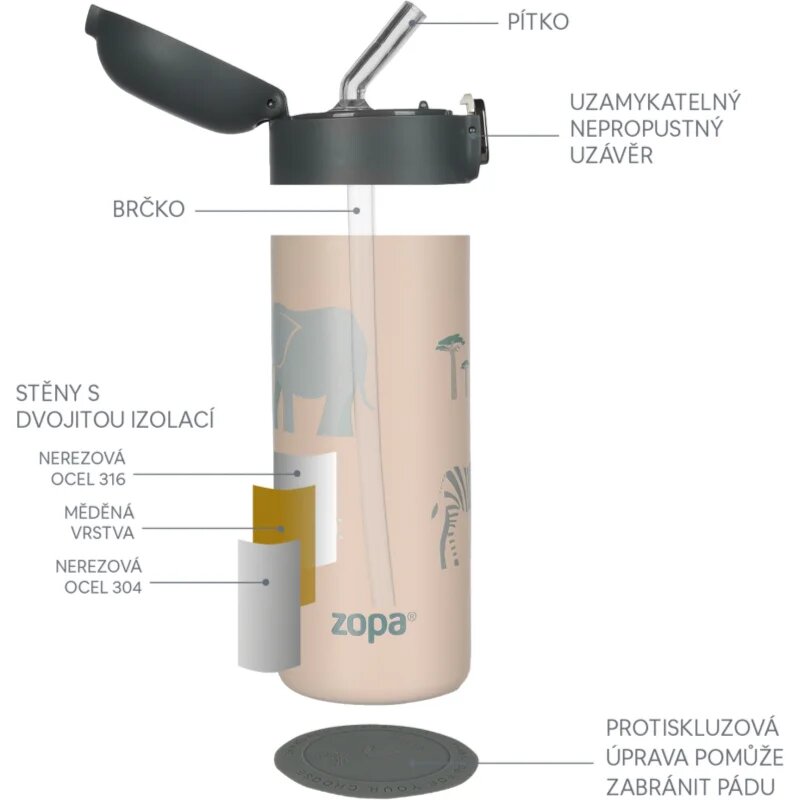 Zopa Thermo Bottle with Drinking Spout termosz szívószállal Dino 1 db