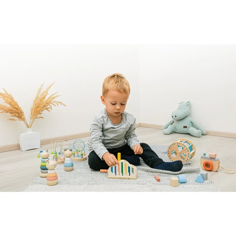 Zopa Wooden Rings Toy animal kirakós állatka fából készült Bear 1 db