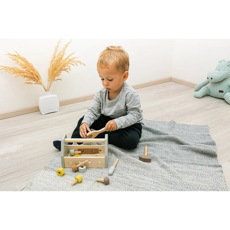 Zopa Wooden Tool Box szerszámkészlet Brown 14 db